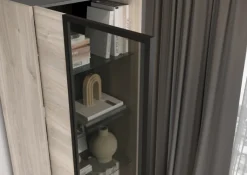 Vitrinenschrank EMMA 84 x 206 cm Castello-Eiche-Dekor beige/schwarz