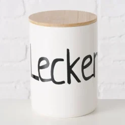 Vorratsdose mit Deckel LECKERLI 16 cm beige