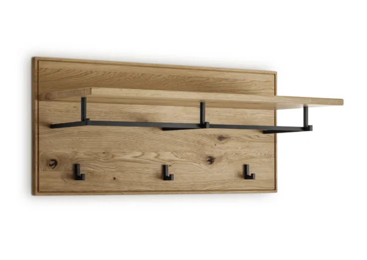 Wandgarderobe 80 x 37 cm Eiche massiv/schwarz