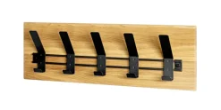 Wandgarderobe 60 x 20 cm Eiche Massivholz/schwarz