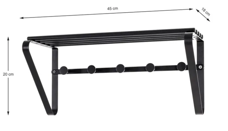 Wandgarderobe 45 x 20 cm Schwarz