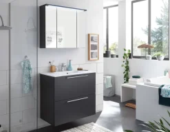 QUARTIER Waschbeckenunterschrank KLIMAX 85 cm Holznachbildung grau