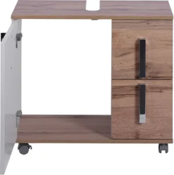 Waschbeckenunterschrank LUCA 65 x 60 cm weiß/ Eiche Landhaus