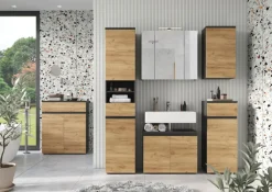 Waschbeckenunterschrank MAYOR Graphit/ Navarra Eiche