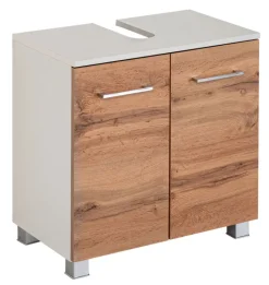 Waschbeckenunterschrank PARIS 60 x 53 cm Weiß/ Wotan Eiche