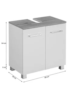 Waschbeckenunterschrank PARIS 60 x 53 cm Weiß/ Wotan Eiche