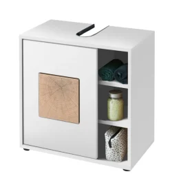 QUARTIER Waschbeckenunterschrank SOLID weiß/ braun