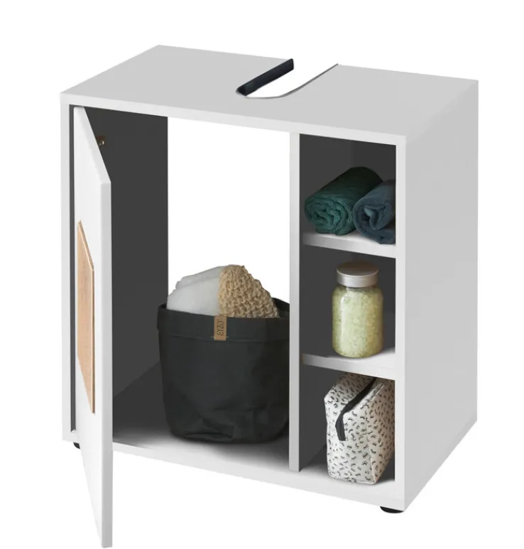 QUARTIER Waschbeckenunterschrank SOLID weiß/ braun