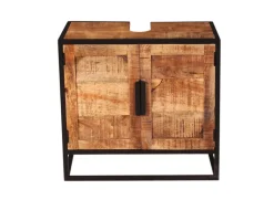Waschbeckenunterschrank 67 x 62 cm Mangoholz natur/schwarz
