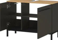 Waschbeckenunterschrank YONKERS 80 x 59 cm Graphit/ Navarra Eiche