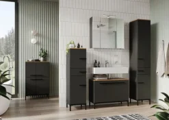 Waschbeckenunterschrank YONKERS 80 x 59 cm Graphit/ Navarra Eiche