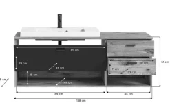 Waschtisch GRADO 138 x 51 cm Eiche/ Grau