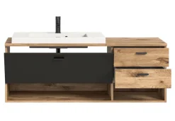 Waschtisch GRADO 138 x 51 cm Eiche/ Grau