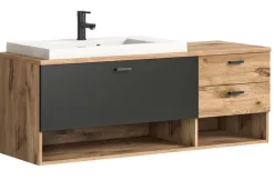 Waschtisch GRADO 138 x 51 cm Eiche/ Grau