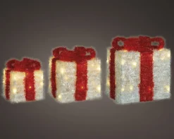 Weihnachten Deko-Objekt LED Geschenkschachtel LAMETTA 25x25x30cm