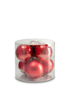 Weihnachtskugel 6er Box Glas Ø 8 cm matt/hochglanz Rot