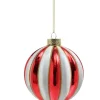 Weihnachtskugel RED VELVET Glas Ø 10 cm Rot/Weiß