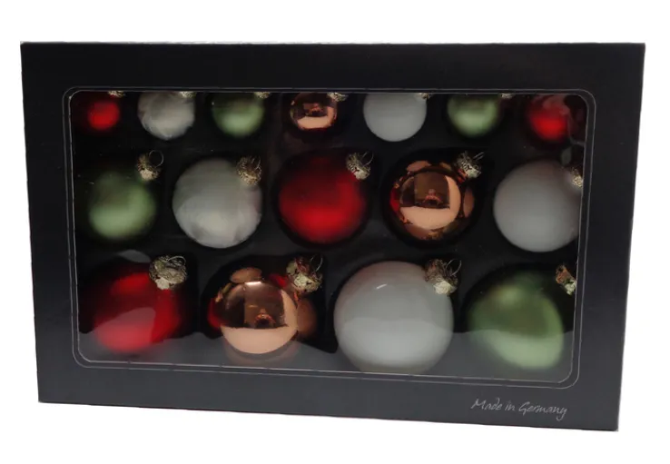 Weihnachtskugel Set 16-tlg. 4, 6, 8 cm mehrfarbig klassisch