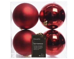 Weihnachtskugeln MIX 4-teilig je 10 cm rot