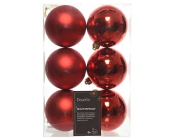 Weihnachtskugeln Set 6-tlg. 8 cm bruchfest weihnachtsrot