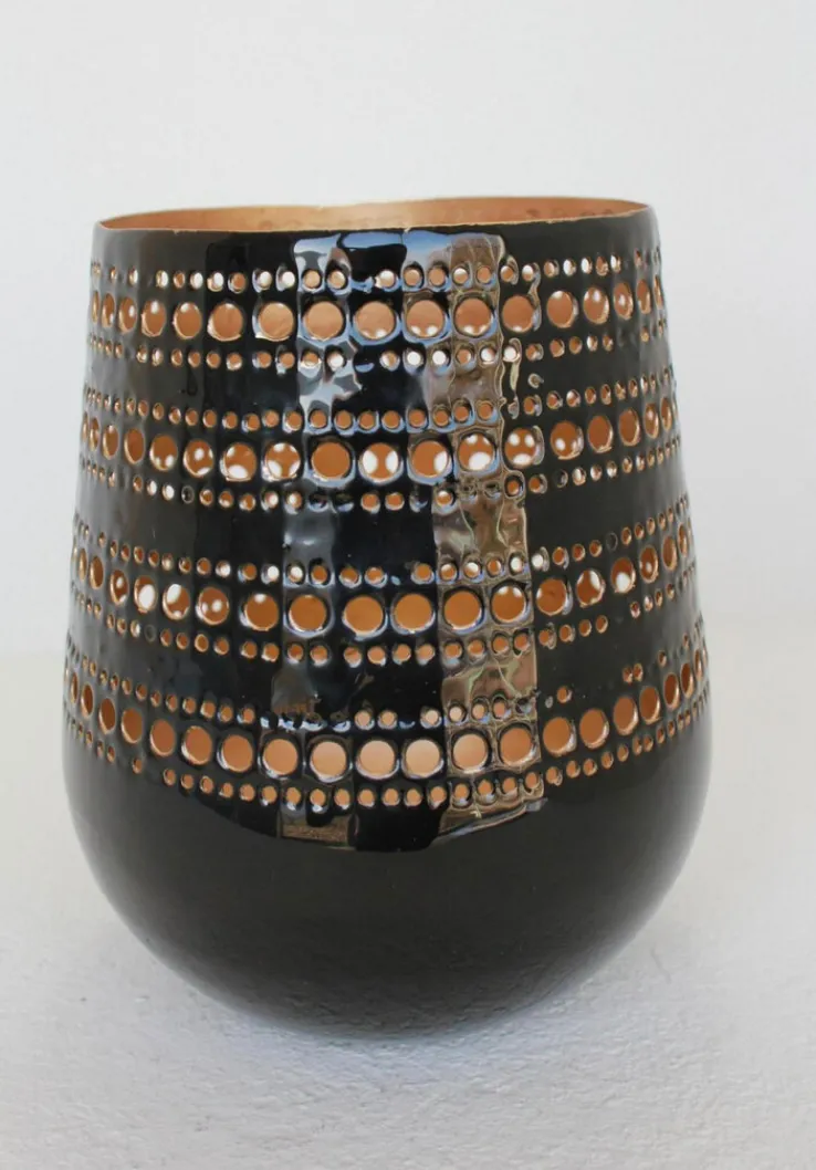 Windlicht MAMOUSH 18 cm schwarz goldfarbig