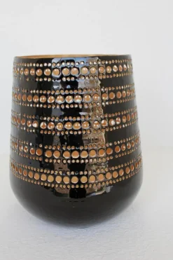 Windlicht MAMOUSH 20cm schwarz goldfarbig