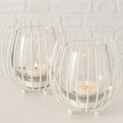 Windlicht Set LAVAL 4-teilig weiß