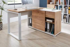 Winkelschreibtisch LION 117 x 120 cm Weiß/ Navarra-Eiche
