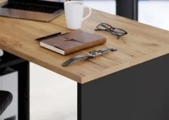 Winkelschreibtisch LISSABON 146 x 145 cm Graphit/ Navarra Eiche