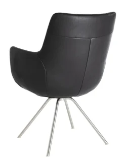 WK WOHNEN WK-WOHNEN Armlehnstuhl Lederbezug schwarz/ silber