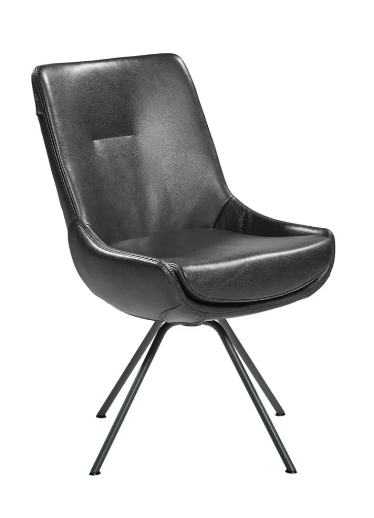 WK WOHNEN WK-WOHNEN Stuhl Lederbezug schwarz