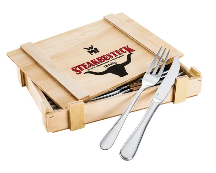 WMF Besteckset Steak 12-teilig Holz /Edelstahl silberfarbig