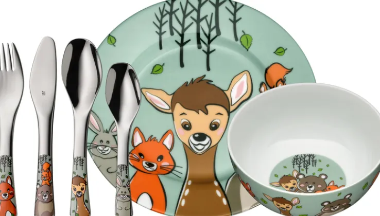 WMF Kindergeschirr-Set FOREST FRIENDS 6-teilig Porzellan/Edelstahl