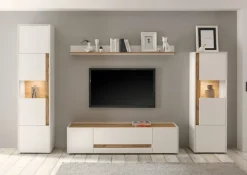 Wohnkombi 19 CITY 4-teilig 310 x 197 cm Weiß/Wotan Eiche Dekor