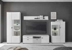 Wohnkombi 13 HUDSON 4-teilig 320x180 cm weiß/schwarz