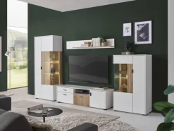 Wohnkombi 13 HUDSON 4-teilig 320x180 cm weiß/braun