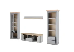 Wohn-Kombination 8 CHAMBORD 4-teilig 317 x 201 cm hellgrau/braun