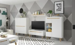 Wohnkombination 13 SVANTE TORGE 4-teilig 344 x170 cm Weiß matt/Braun