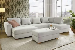 QUARTIER Wohnlandschaft EVEN Waffelcord hellbeige