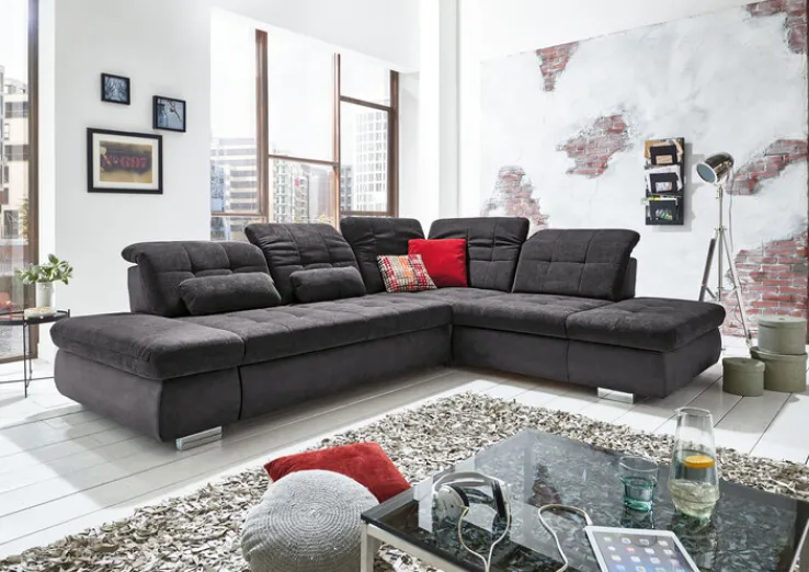 QUARTIER Wohnlandschaft LANCE 323 x 260 cm Stoffbezug belle black