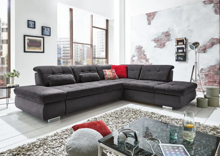 QUARTIER Wohnlandschaft LANCE 323 x 260 cm Stoffbezug belle black