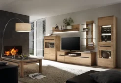 Wohnwand 370 x 198 cm Wildeiche bianco massiv