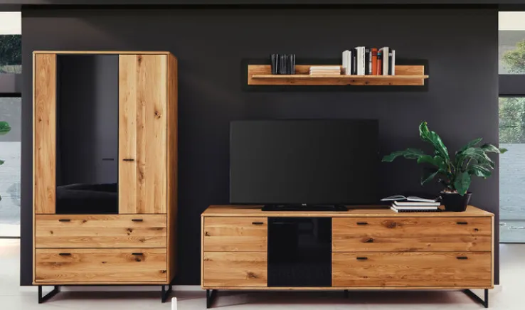 Wohnwand AREZZO II 3-teilig Wildeiche 319 x 186 cm