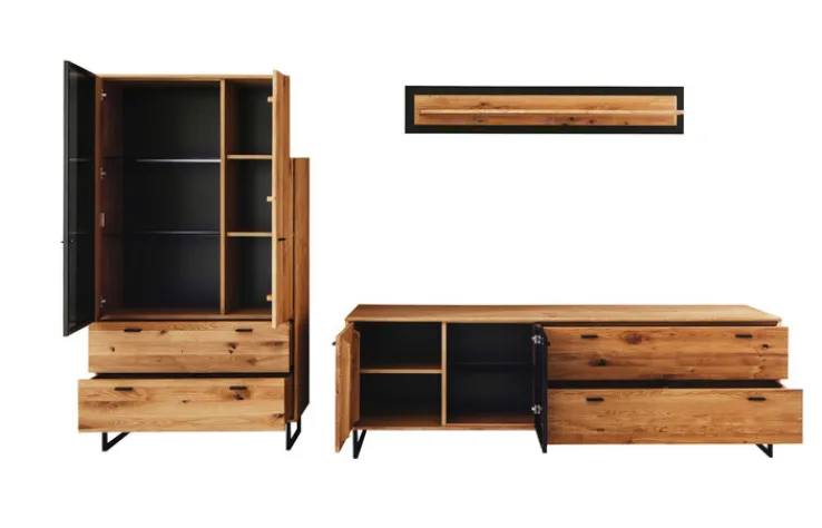 Wohnwand AREZZO II 3-teilig Wildeiche 319 x 186 cm