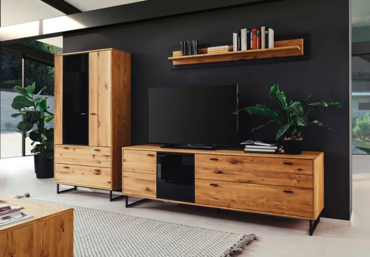 Wohnwand AREZZO II 3-teilig Wildeiche 319 x 186 cm