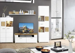 QUARTIER Wohnwand FUN PLUS 4-teilig Eiche/ weiß