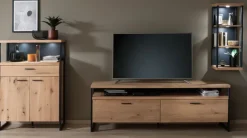 Wohnwand III LANTANA Balkeneiche Bianco /anthrazit