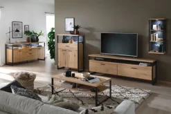 Wohnwand III LANTANA Balkeneiche Bianco /anthrazit