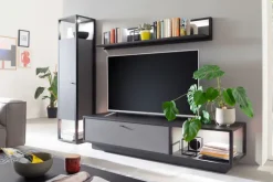 Wohnwand LUXOR I 3-teilig Royla grau/ anthrazit