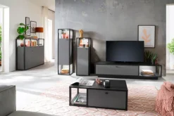 Wohnwand LUXOR III 3-teilig Royal grau/ anthrazit